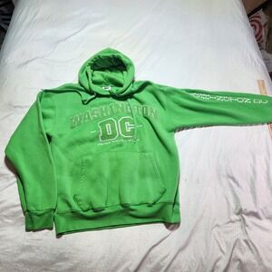 WASHINGTON DC Hoodie ~ Womens Adult Large Neon Green Long Sleeve